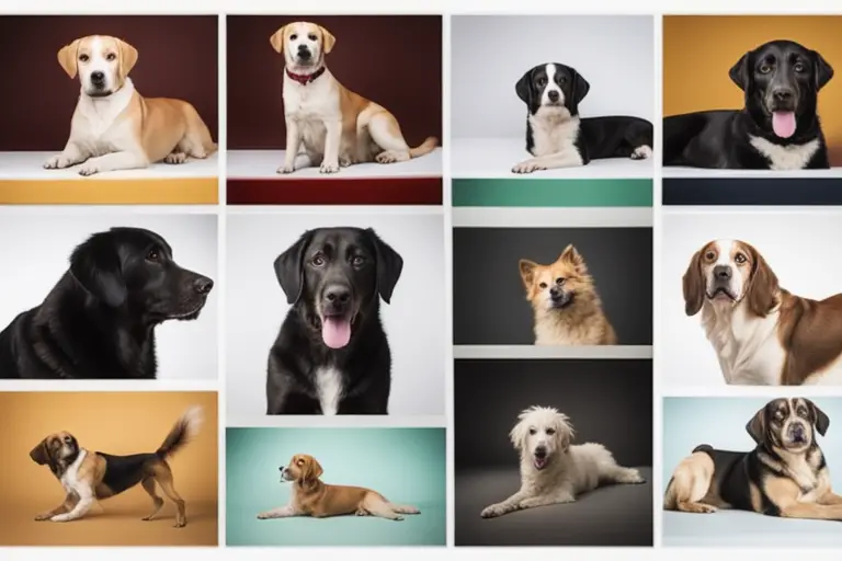 Collage of different dog breeds showing affectionate behaviors