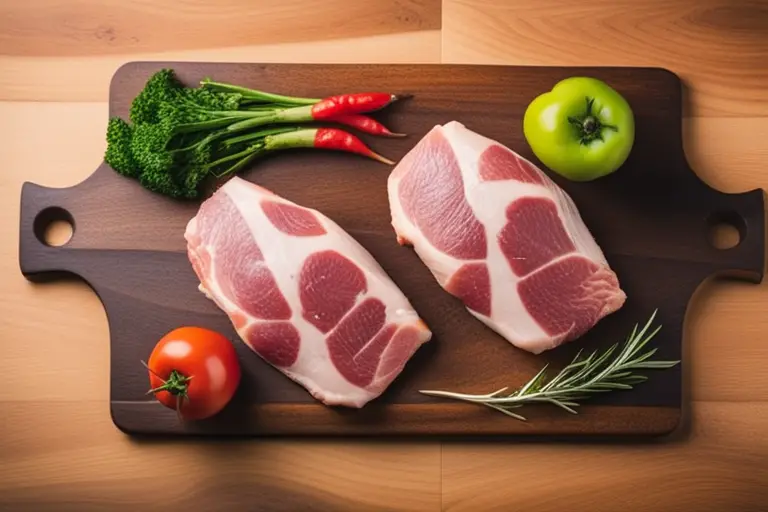 A variety of raw meats (such as chicken