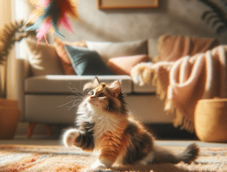 cat playing with a cat toy