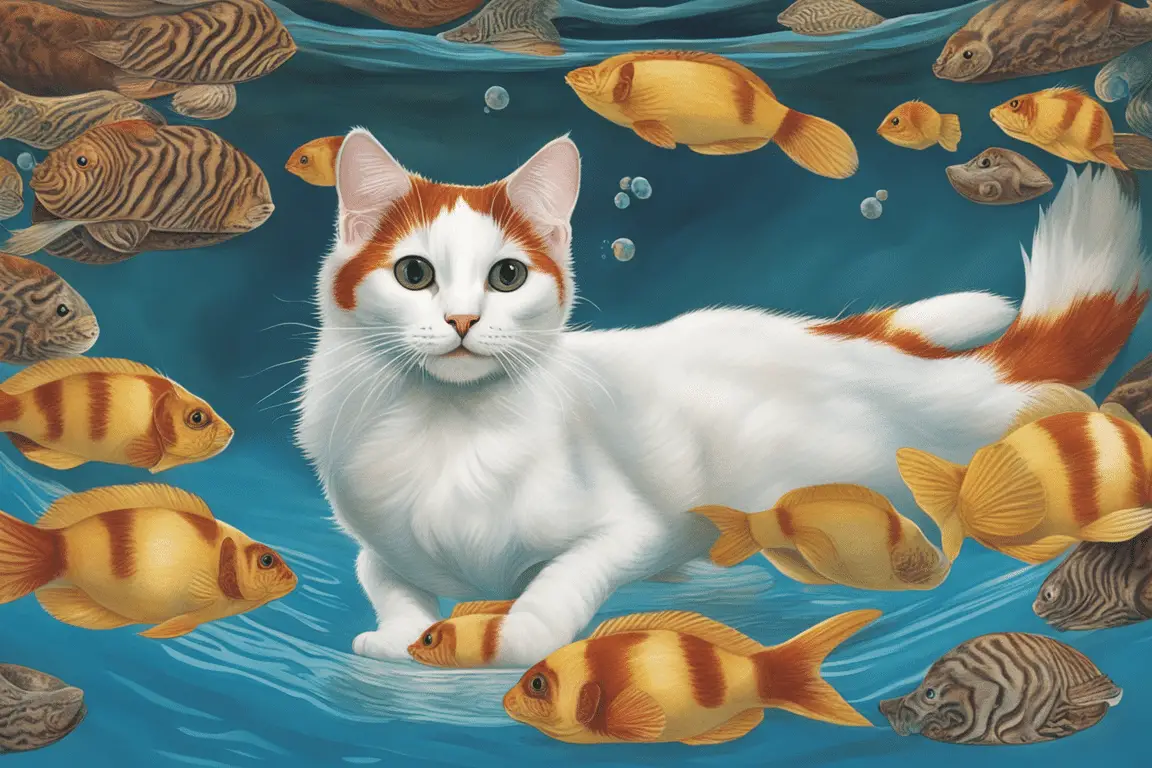 Turkish Van cat swimming