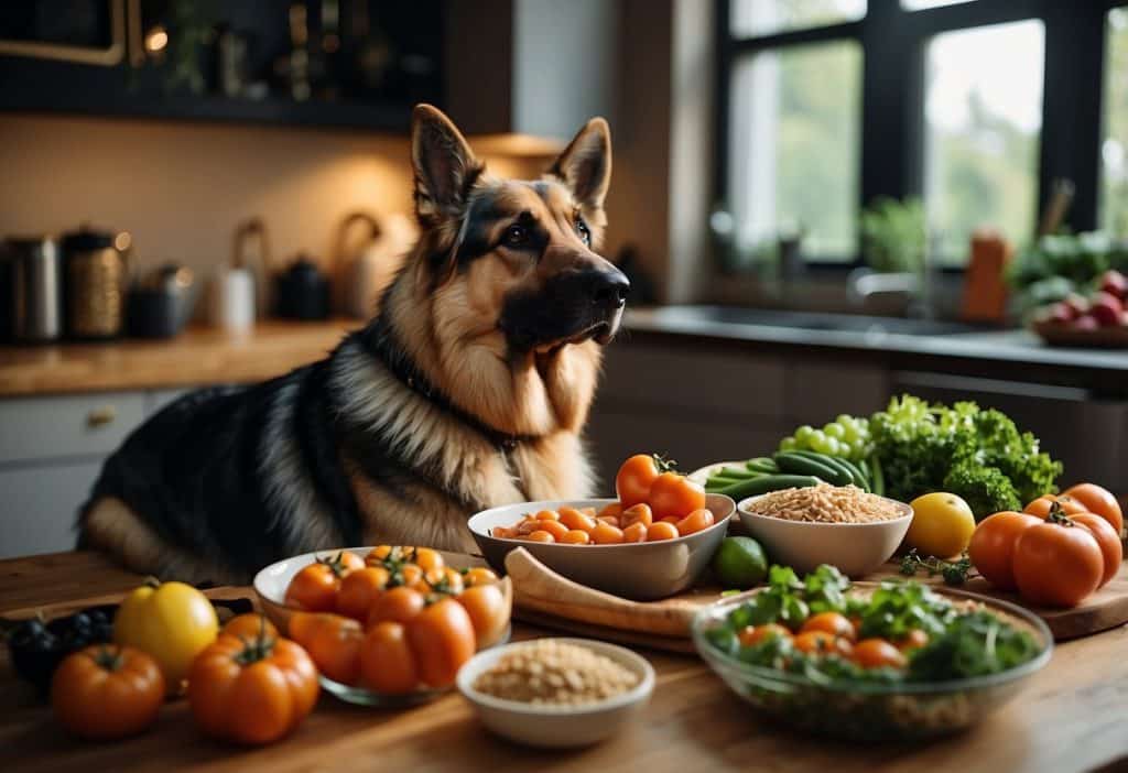 German Shepherd at table