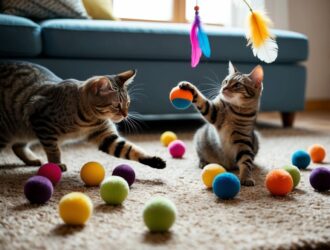 cats playing with cat toys